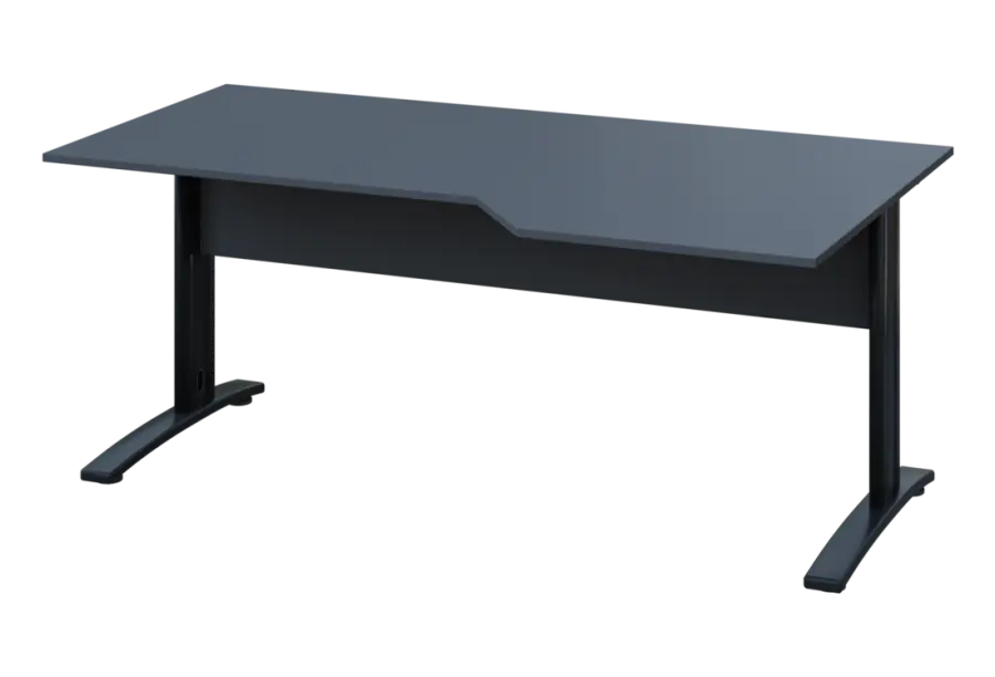 EZK 28 - 186 stůl kancelářský, rohový, pravý, kovová podnož černá, deska 25 mm, široký 1800 mm, antracit